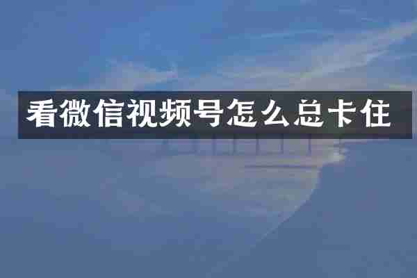 看微信视频号怎么总卡住