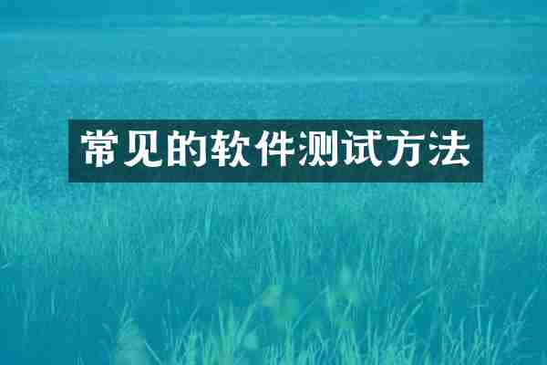 常见的软件测试方法