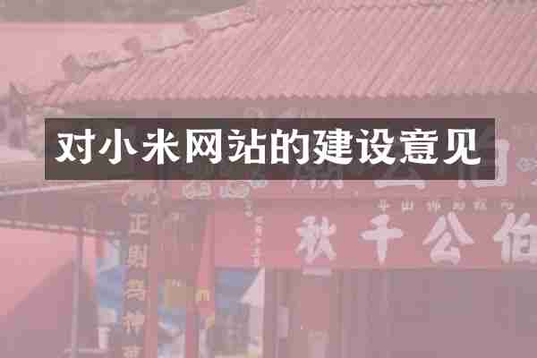 对小米网站的建设意见