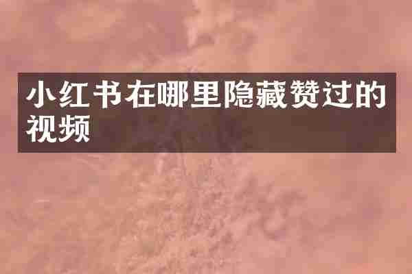 小红书在哪里隐藏赞过的视频