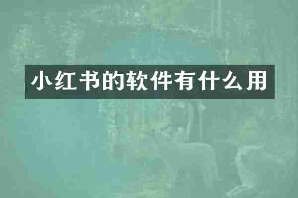 小红书的软件有什么用
