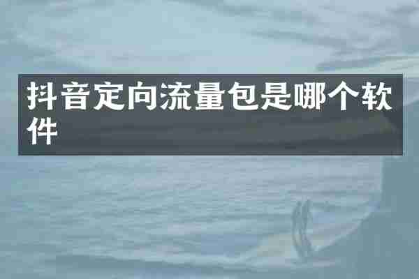 抖音定向流量包是哪个软件