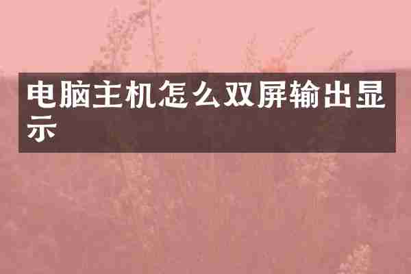 电脑主机怎么双屏输出显示
