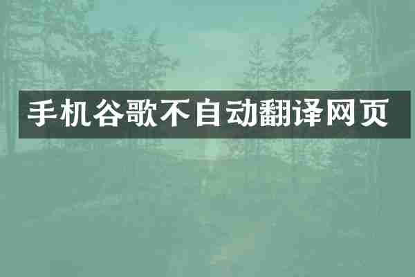 手机谷歌不自动翻译网页