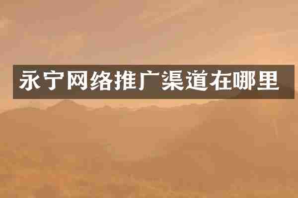 永宁网络推广渠道在哪里