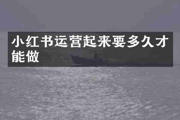 小红书运营起来要多久才能做
