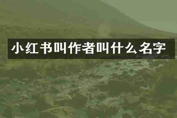 小红书叫作者叫什么名字