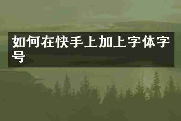 如何在快手上加上字体字号