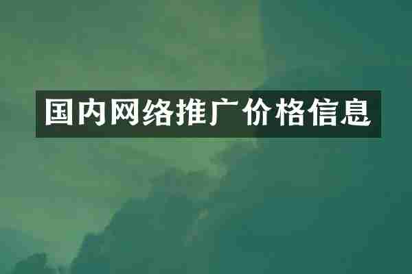 国内网络推广价格信息