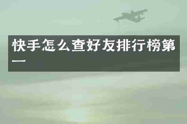 快手怎么查好友排行榜第一