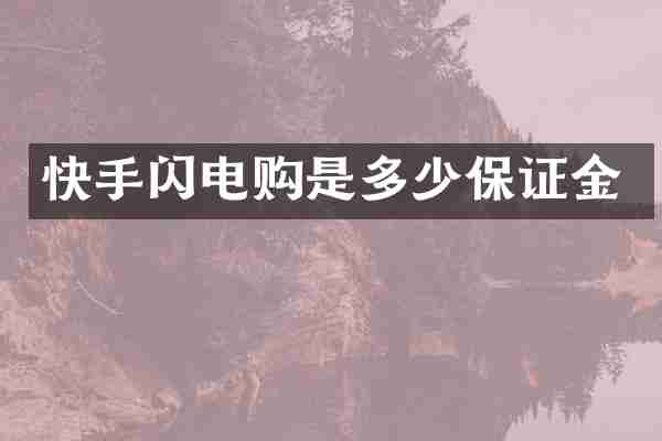 快手闪电购是多少保证金