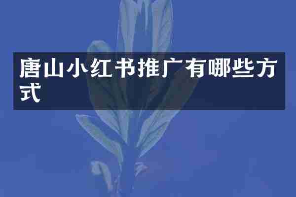 唐山小红书推广有哪些方式