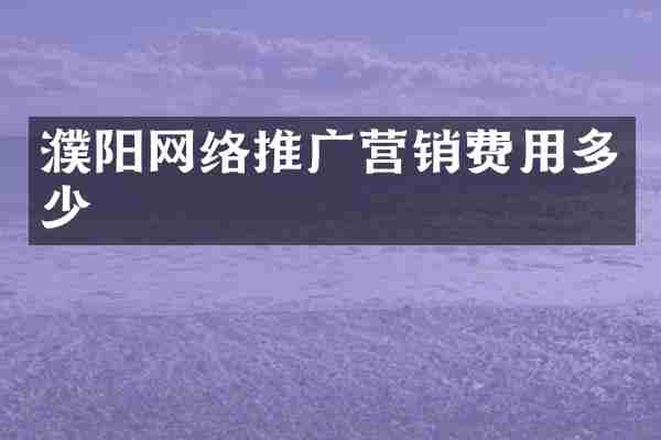 濮阳网络推广营销费用多少