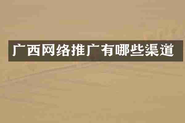 广西网络推广有哪些渠道