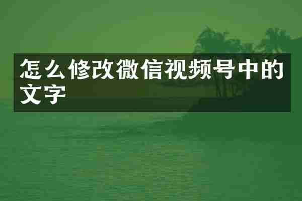 怎么修改微信视频号中的文字