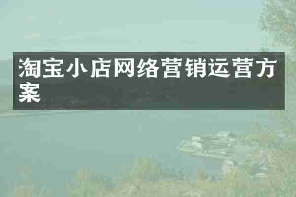 淘宝小店网络营销运营方案