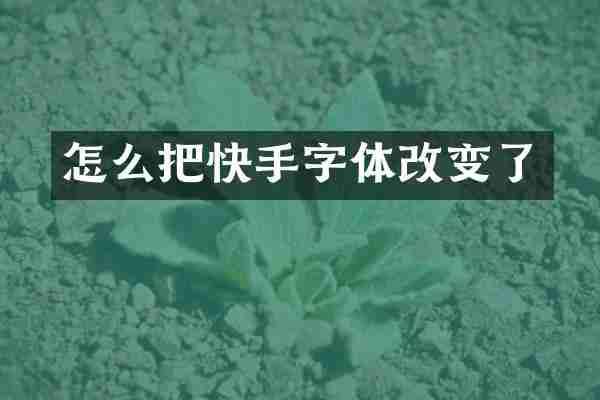 怎么把快手字体改变了