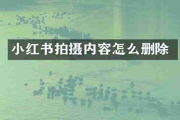 小红书拍摄内容怎么删除