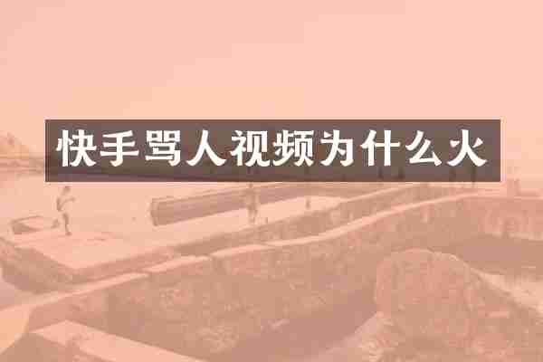 快手骂人视频为什么火