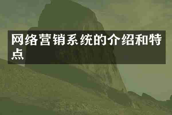 网络营销系统的介绍和特点