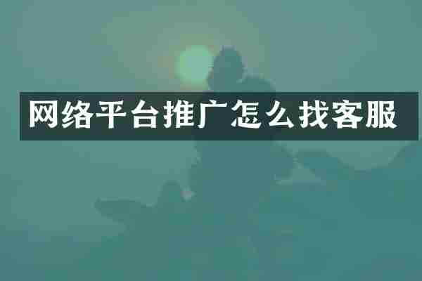 网络平台推广怎么找客服