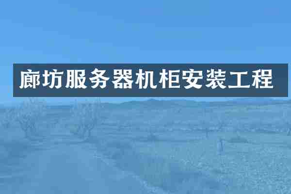 廊坊服务器机柜安装工程