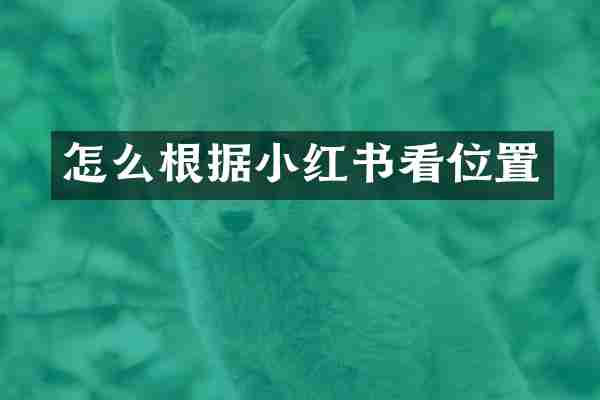 怎么根据小红书看位置