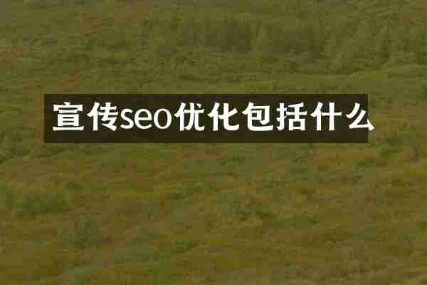 宣传seo优化包括什么