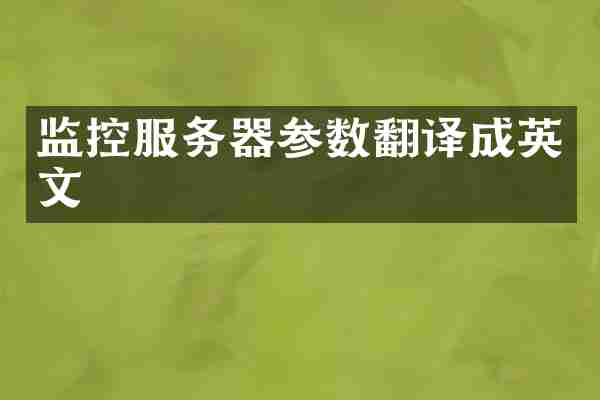 监控服务器参数翻译成英文