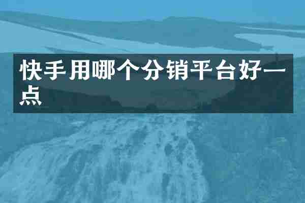 快手用哪个分销平台好一点