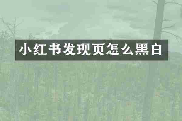 小红书发现页怎么黑白