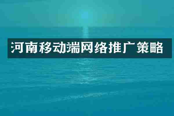 河南移动端网络推广策略