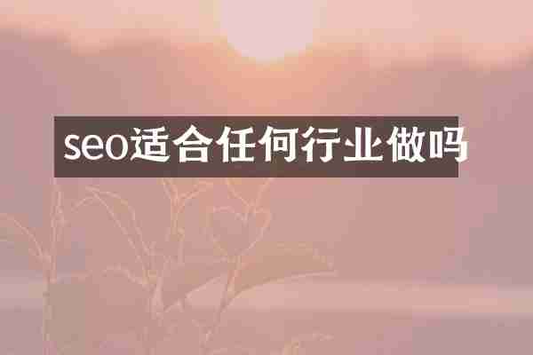 seo适合任何行业做吗
