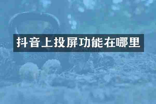 抖音上投屏功能在哪里