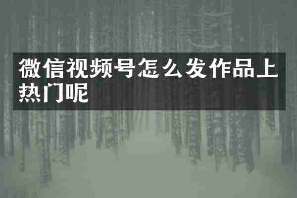 微信视频号怎么发作品上热门呢