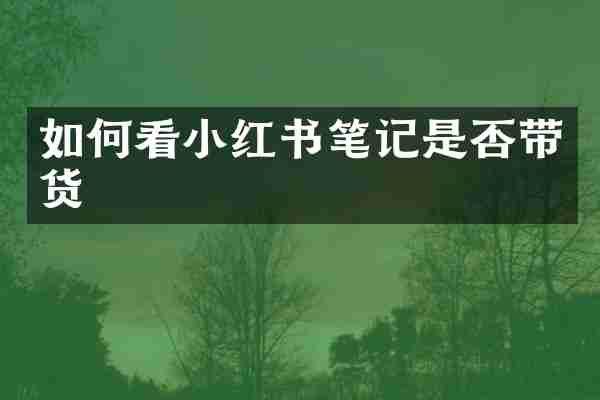 如何看小红书笔记是否带货