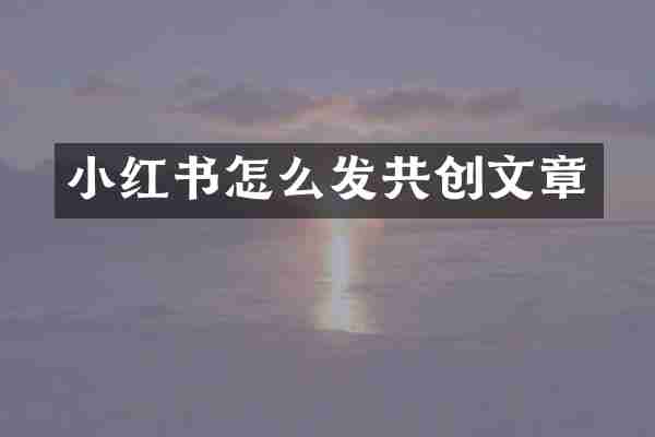 小红书怎么发共创文章