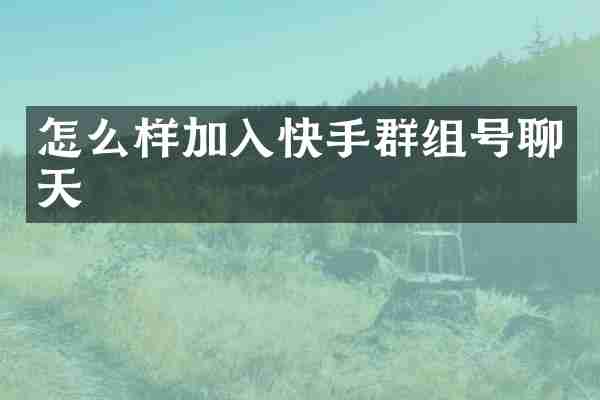 怎么样加入快手群组号聊天