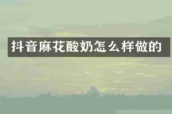 抖音麻花酸奶怎么样做的