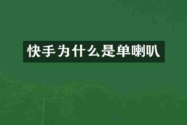 快手为什么是单喇叭