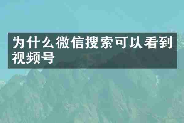为什么微信搜索可以看到视频号