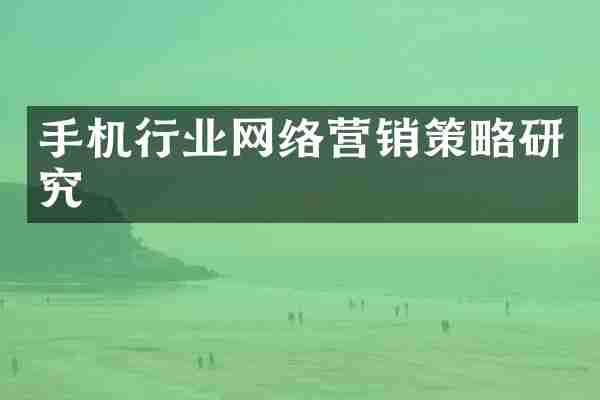 手机行业网络营销策略研究