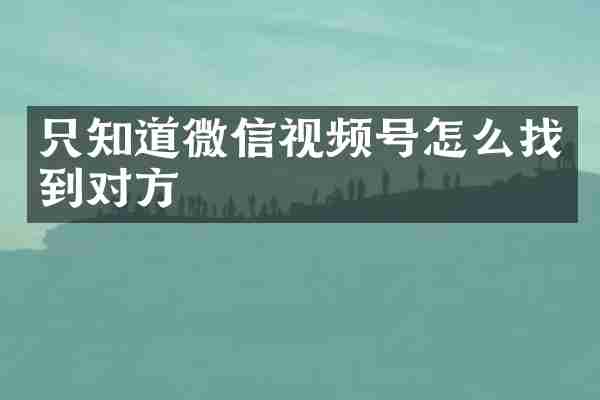 只知道微信视频号怎么找到对方