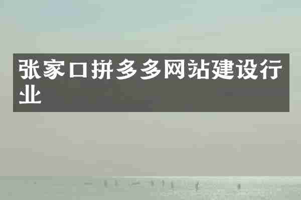 张家口拼多多网站建设行业
