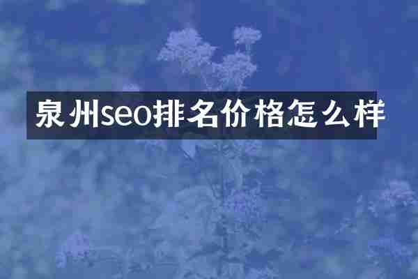 泉州seo排名价格怎么样