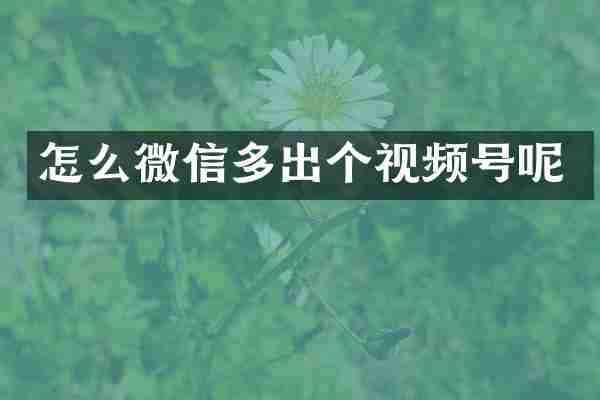 怎么微信多出个视频号呢