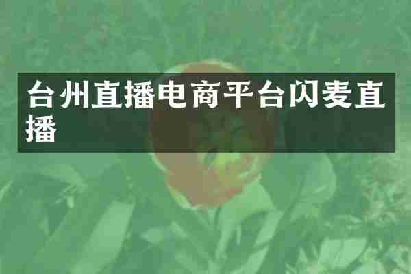 台州直播电商平台闪麦直播