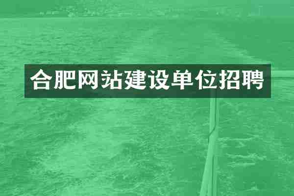 合肥网站建设单位招聘