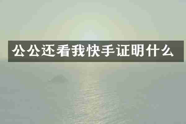 公公还看我快手证明什么