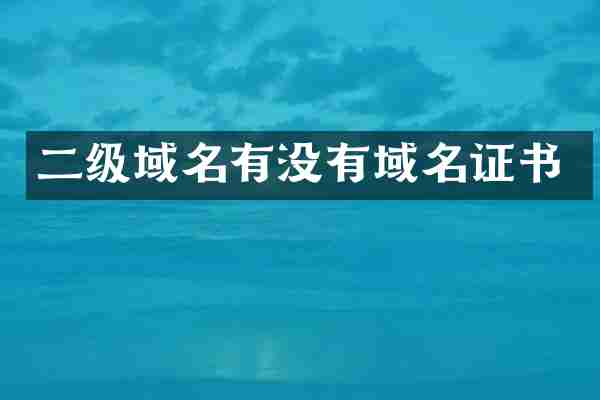 二级域名有没有域名证书